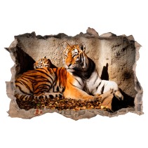 Vinilos pared rota 3d tigre